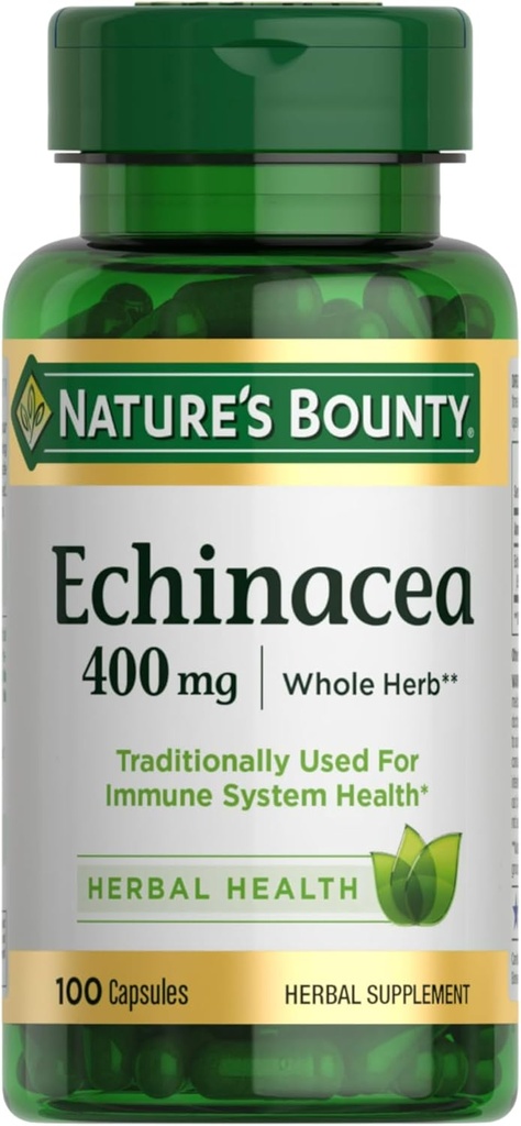 Bounty Echinacea de la naturaleza, suplemento herbal, soporta la salud inmune, 400mg, 100 cápsulas
