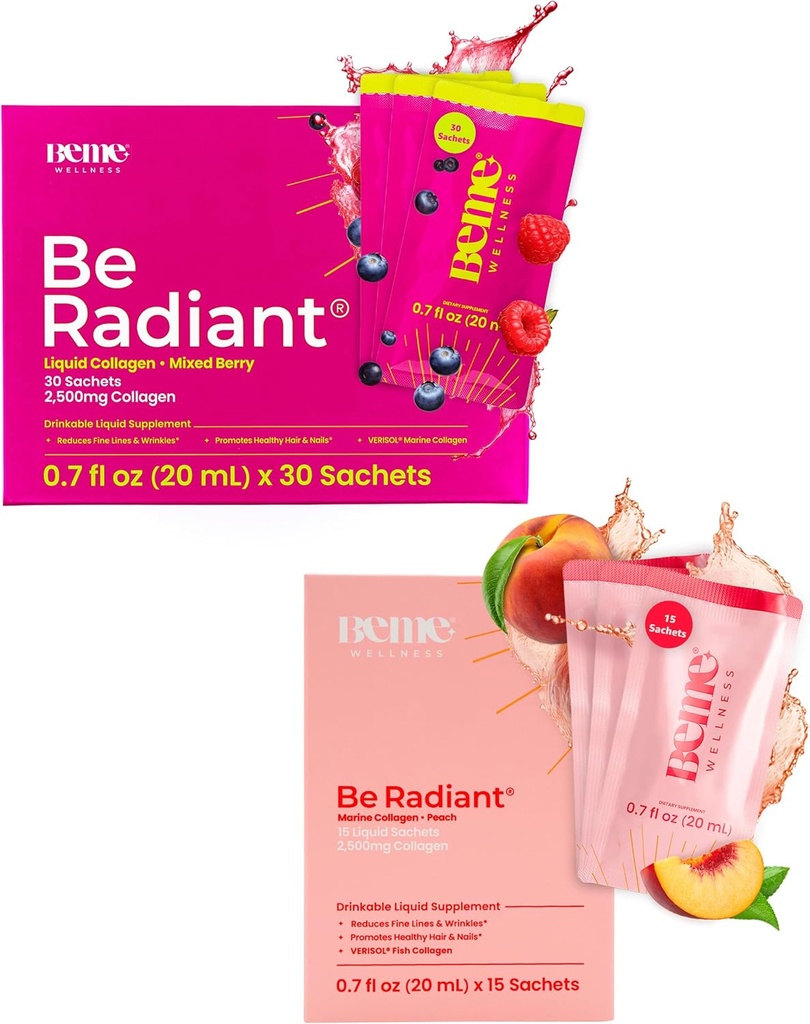 BeMe BeRadiant Peach &amp; Berry Bundle - Suplementos de Bebida Líquida Collagen