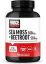 FORCE FACTOR Irish Sea Moss + Beet Root Supplement to Support Immunity, Circulation, Natural Energy, Heart Health, with Antioxidants, Non-GMO, Vegan-Friendly, Soy-Free, 120 Vegetable Capsules