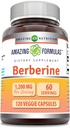 Fórmulas asombrosas Suplemento bereberina ← 1200 Mg per Serving ← Veggie Capsules ← No-GMO TENIDO Gluten-Free TEN Made in USA (1 Pack, 120 Cuenta)