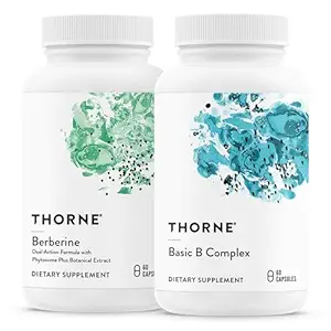 THORNE - Complejo B básico (60 cápsulas) & Berberine (60 cápsulas) Bundle - Apoya la salud del corazón, la función del sistema inmunitario " Brain Health - Gluten Free, Dairy Free