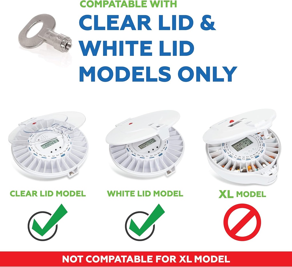 Llave de repuesto para dispensador automático de píldoras, organizador médico electrónico con recordatorios ligeros de alarma (sólo para Med-E-Lert)