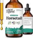 Wild &amp; Organic Horsetail Herb Tincture - Hair Skin and Nails Support - Liquid Horsetail Supplement - Vegan, Sugar &amp; Alcohol-Free Leaf Extract Drops - 4 fl oz