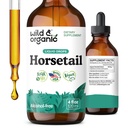 Wild &amp; Organic Horsetail Herb Tincture - Hair Skin and Nails Support - Liquid Horsetail Supplement - Vegan, Sugar &amp; Alcohol-Free Leaf Extract Drops - 4 fl oz