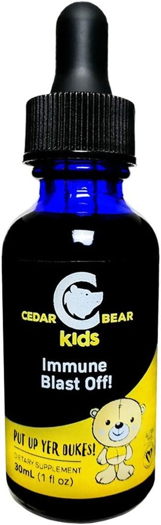 Cedar Bear Immune Blast Off! para niños un suplemento herbal líquido que soporta y activa la respuesta del sistema inmunitario a lo largo del cuerpo, específicamente en el sistema respiratorio 1 FL Oz