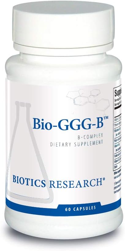 Biotics Research Bio GGG B, Complejo B, Formas bioquímicamente activadas de vitaminas B, Thiamin, Riboflavin, Niacin, B6, B12, Folate Produce Energy, Optimize Positive Mood,Cardiovascular Health 60 Capsule