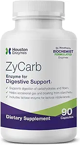 Houston Enzymes ZyCarb – 120 Capsules ← Profesionalmente Formulado para apoyar la digestión de Starches, Carbohidratos " Azúcares Silencio Enhanced with Lactase Enzyme for Lactose Intolerance