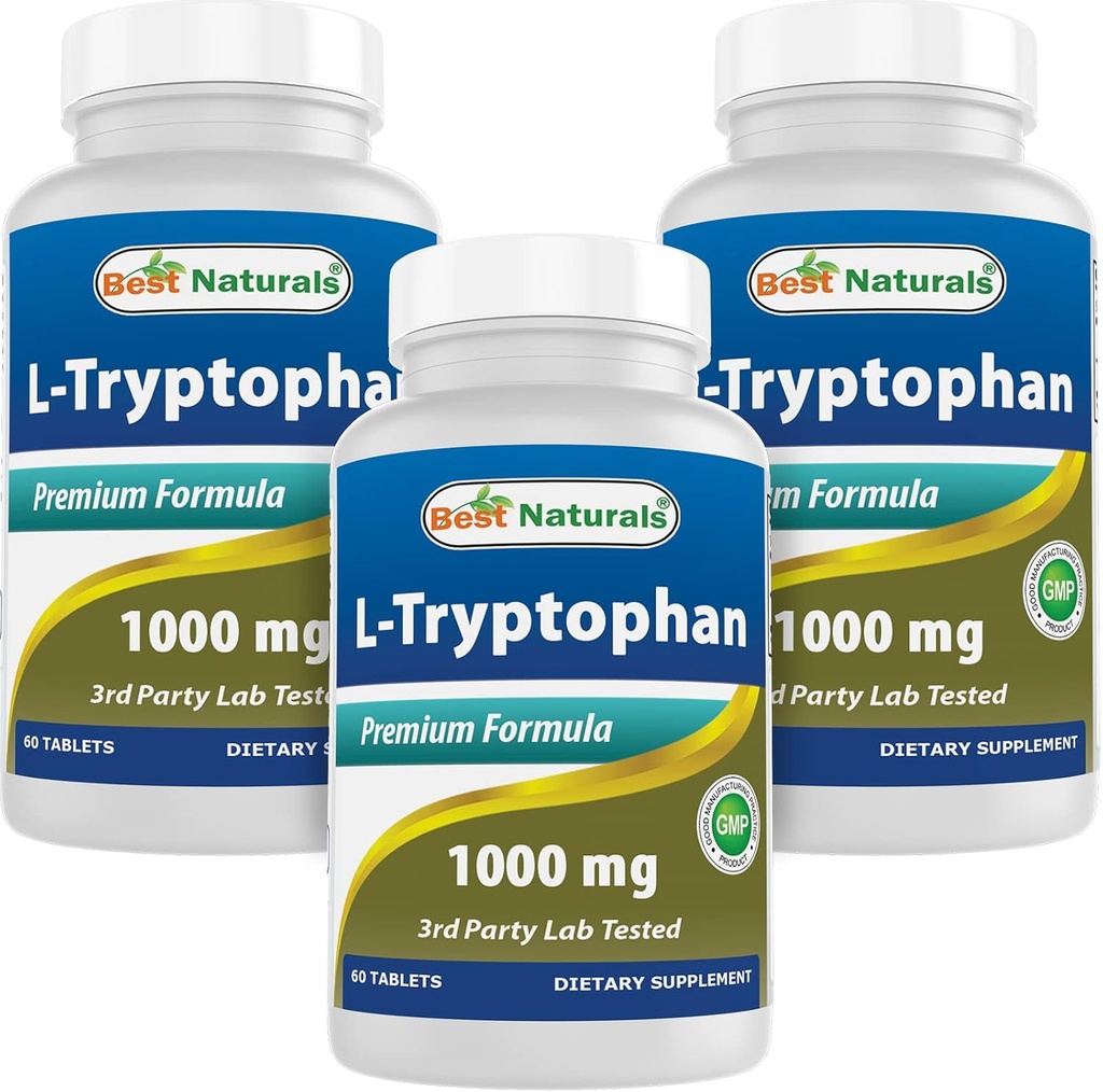 Best Naturals L-Tryptophan 1000 mg 60 Tablets (60 Count (Pack of 3))