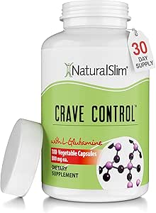 NaturalSlim Natural Appetite Suppressant - Craving Blocker Sugar " Refined Carbs Crave Control - Energía " Metabolism Booster con L Glutamine " Thiamine B1 Suplemento - 180 Vegetable Capsules