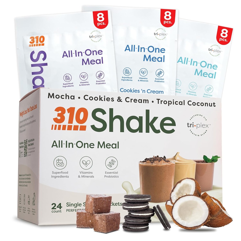 310 Nutrición – All-In-One Meal Replacement Shake - Nueva Fórmula con Fiber Rich Vegan Superfood Blend - Sweeteners naturales - Bajo Carb Shake, Keto & Paleo Friendly - Gluten Free - 26 Essential Vitamins & Minerals - Vaiety Shake Box