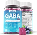GABA Gummies 500 mg - Mangas de calma sin azúcar con L Theanine, 5-HTP, Vitaminas D3, B12, Ashwagandha, Melatonin-Free for Brain Calm, Mood, Zzz Better, Suplemento GABA para Adulto, Blueberry Flavor, 1Pack