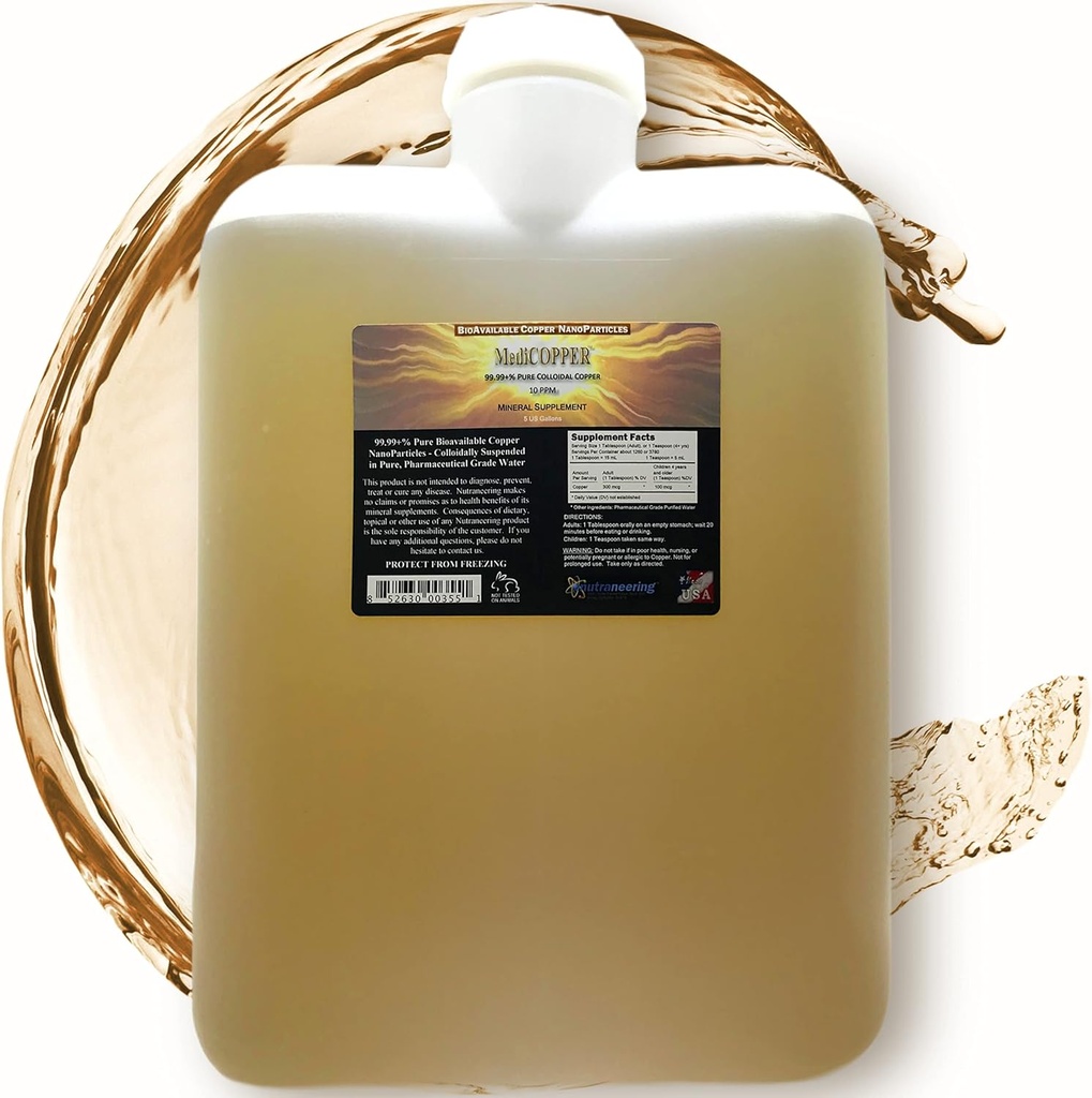 MediCOPPER True Colloidal Copper Dietary Supplement - 5 US Gallons in Opaque BPA-Free Plastic Carboy