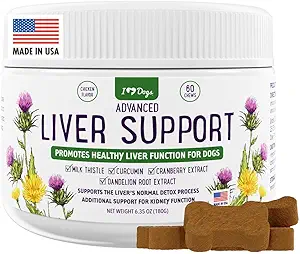 iHeartDogs Advanced Milk Thistle Liver Supplement for Dogs - Dog Liver Support with Milk Thistle, Turmeric Curcumin, Cranberry &amp; Dandelion Root Extract