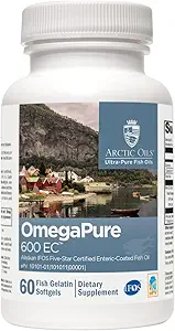 XYMOGEN OmegaPure 600 EC - International Fish Oil Standards (IFOS) Five-Star Certified Fish Oil - DHA EPA Omega-3 Suplemento para Cardiovascular + Cognitive Support (120 Softgels)