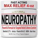 Neuropatía Crema de Alivio Nerve - Actuación rápida Max Relief for Feet Hands Legs Toes Back - Ultra Strength Menthol Arnica Aloe Vera MSM, Soothing Natural Nerve Comfort Relief, Paraben-Free 4 Oz