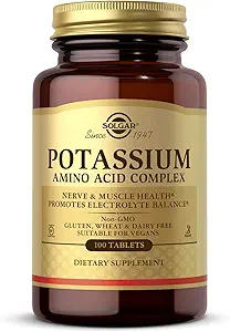 Complejo de Aminoácidos de Potasio Solgar, 100 Tabletas - Nerve &amp; Muscle Health - Promueve Equilibrio de Electrolito - No GMO, Vegan, Gluten Gratis, Dairy Free, Kosher - 100 Servings
