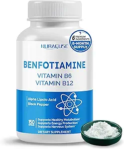 Benfotiamina Liposómica con Vitamina B6, Vitamina B12, Ácido Lipoico alfa, Curcumina - Apoyo Metabolismo saludable, Niveles de energía- Fabricado y probado en los EE.UU.