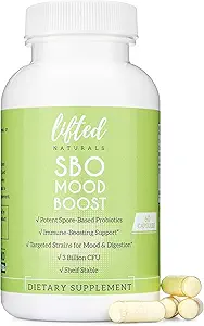 Lifted Naturals Spore Based Probiotic Probiotics - SBO Mood Boost - Spore/Soil-Based - Digestion & Natural Mood Support - Histamine-Free - 60 Day Supply, Non-GMO, Dairy-Free, Gluten-Free, Vegan