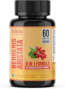 Berberine HCL Extracto 1300mg con Leche Thistle, Ceylon Cinnamon, Gymnema Sylvestre " Turmeric - 60 cápsulas