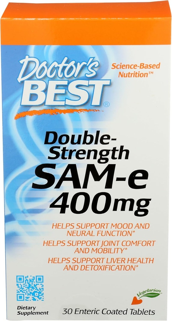 Mejor SAM-e 400 mg, Vegetariano, Gluten Free, Soy Free, Mood y Soporte Conjunto, 30 comprimidos Enteric Coated