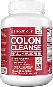 Health Plus Colon Cleanse Digestive Support ← All Natural Daily Fiber for Toxin Elimination Toxin Remove Reducir Bloating Silencioso Apoyos Heart Health 48 Ounces, 194 Servimientos