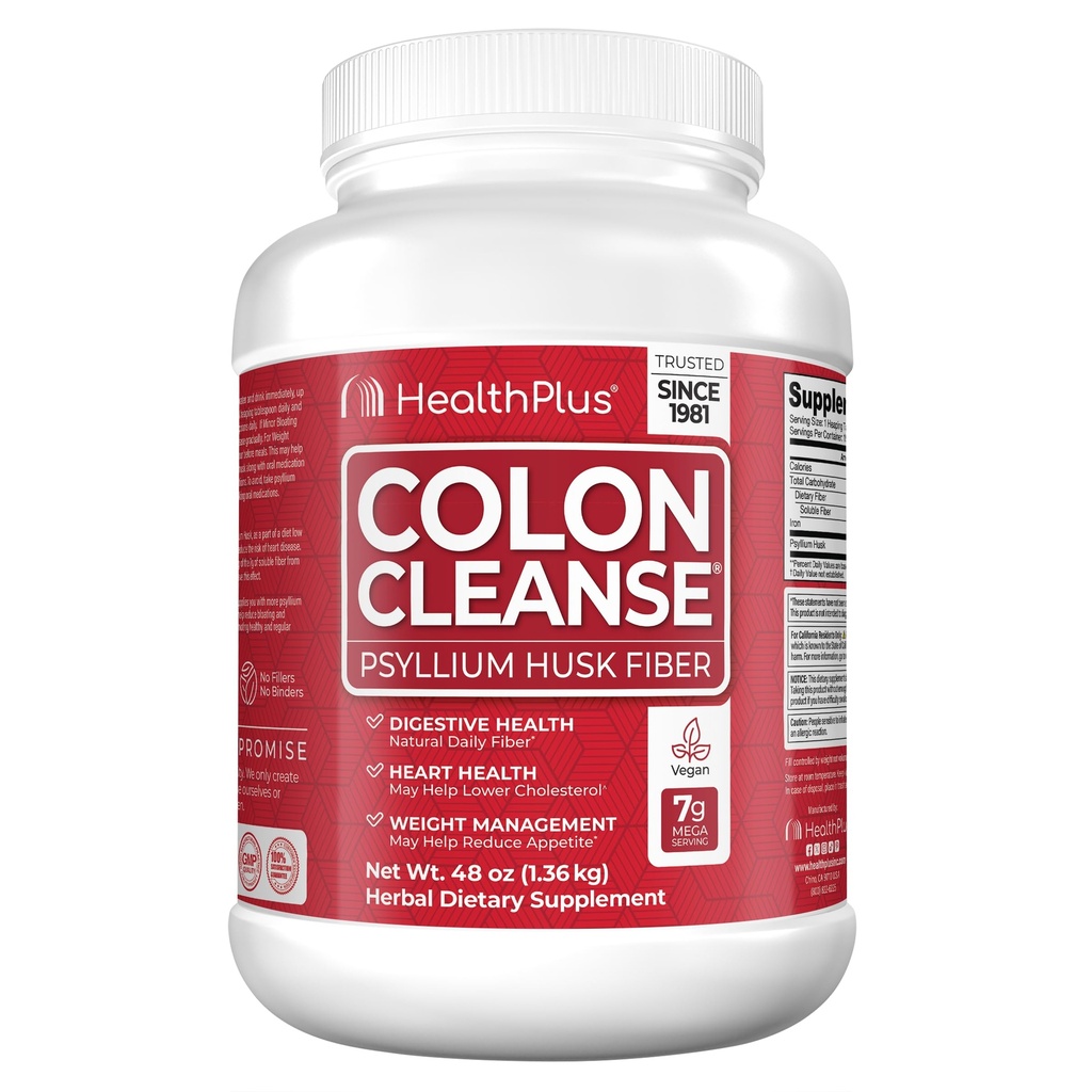 Health Plus Colon Cleanse Digestive Support ← All Natural Daily Fiber for Toxin Elimination Toxin Remove Reducir Bloating Silencioso Soportes Heart Health ← 48 Ounces, 194 Servings