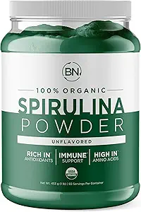 Spirulina Powder Orgánico 1lb -129 Servidores 3.5g Tamaño de servicio - USDA Certified - RAW Nutrient Dense Más del 70% Protein Por Serving - Purest Source Vegan Protein - Superfood