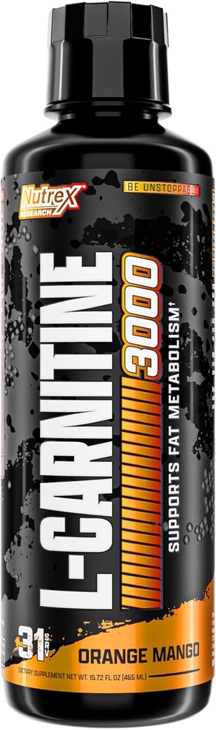Nutrex Investigación Carnitina líquida 3000 ← Mango Naranja ← Estimulante Gratis Silencio 31 Serviciones 16 Fl Oz