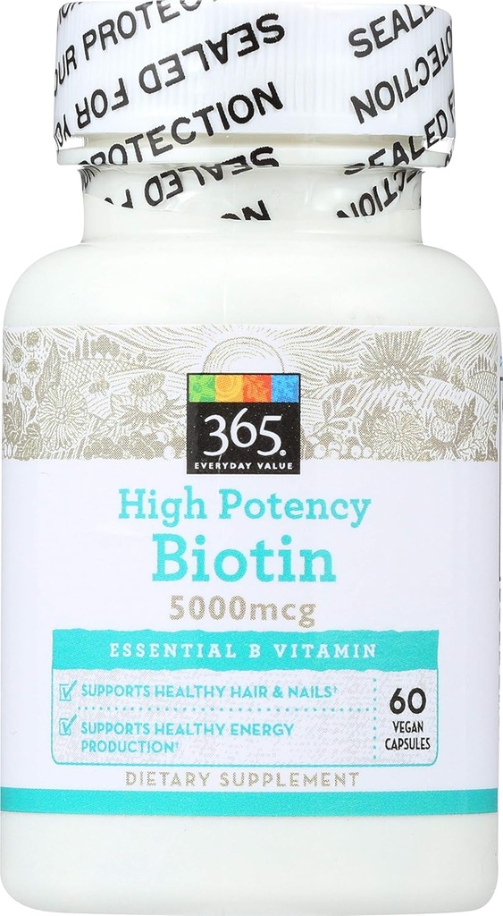 365 por Whole Foods Market, High Potency Biotin 5000mcg, 60 ct