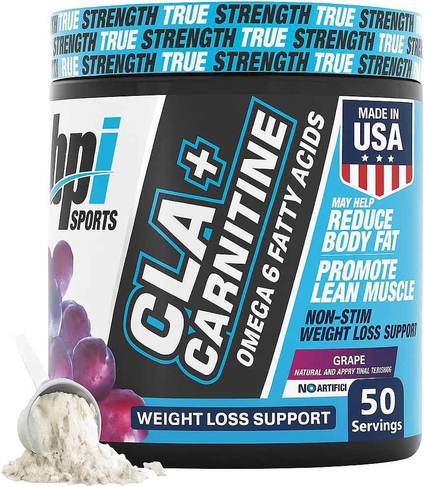 BPI Sports CLA+Carnitine – CLA L Carnitine " Linoleic Acid – L Carnitine Supplement for Weight Loss, Metabolism " Lean Muscle – Caffeine Free – Grape – 50 Servings – 12.34 oz