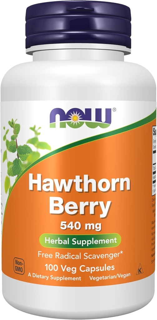 AHORA Suplementos de alimentos, Hawthorn Berry 540 mg, Scavenger Radical Libre*, Suplemento Herbal, 100 cápsulas Veg