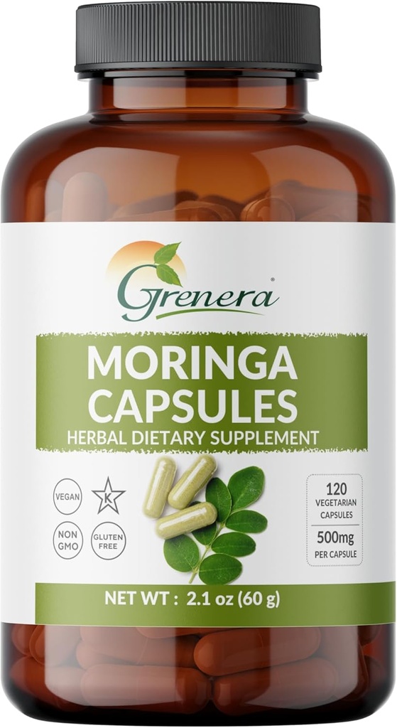 Cápsulas de Moringa Orgánica – 120 Conde Silencio Pure Moringa Oleifera Leaf Powder Pills ← Superalimentos Naturales Suplemento Silenciosos Herbal Energía y Antioxidante Apoyo  Vegan, Non-GMO, Single Origin Malunggay