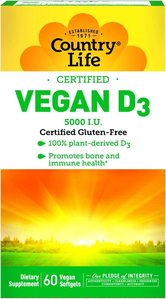 País Vida Vegan D3, 60 Cuenta
