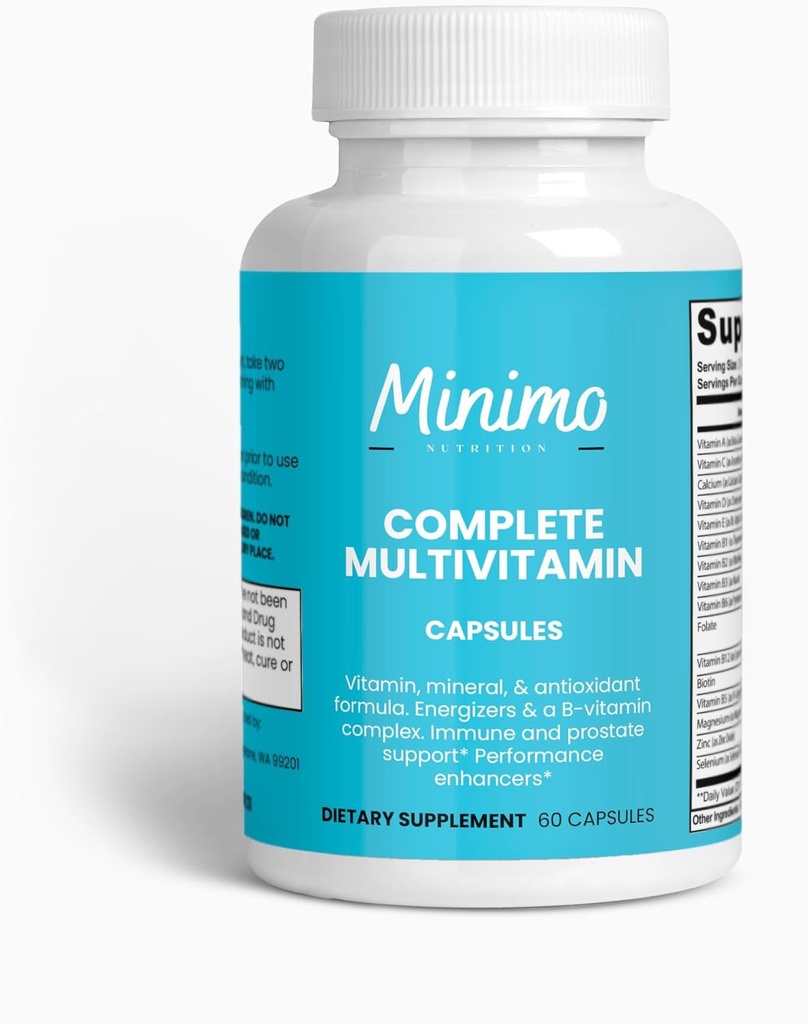 Completo Multivitamina + Immunity Boost, 60 cápsulas, 3er partido testado, Suplemento diario para hombres, mujeres, adultos, Gluten Gratis, No GMO, 30 Actuaciones