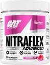 GAT SPORT Nitraflex Advanced Pre-Workout Powder, aumenta el flujo sanguíneo, aumenta la fuerza y la energía, mejora el rendimiento del ejercicio, libre de crema (Watermelon, 30 servidos)