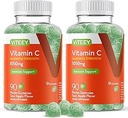 Viteey Chewable Vitamina C Gummies para adultos - 1050mg Maximum Strength Immune Support Suplemento - Vegan, Gluten Gratis - 180 Condes