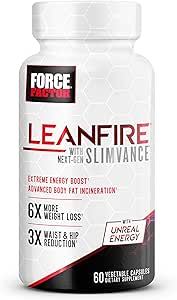 FACTOR FACTOR LeanFire with Next-Gen SLIMVANCE Advanced Thermogenic Fat Burner for Weight Loss with B Vitamins and Capsimax to Boost Metabolism, Increase Energy, and Enhance Focus, 60 Capsules