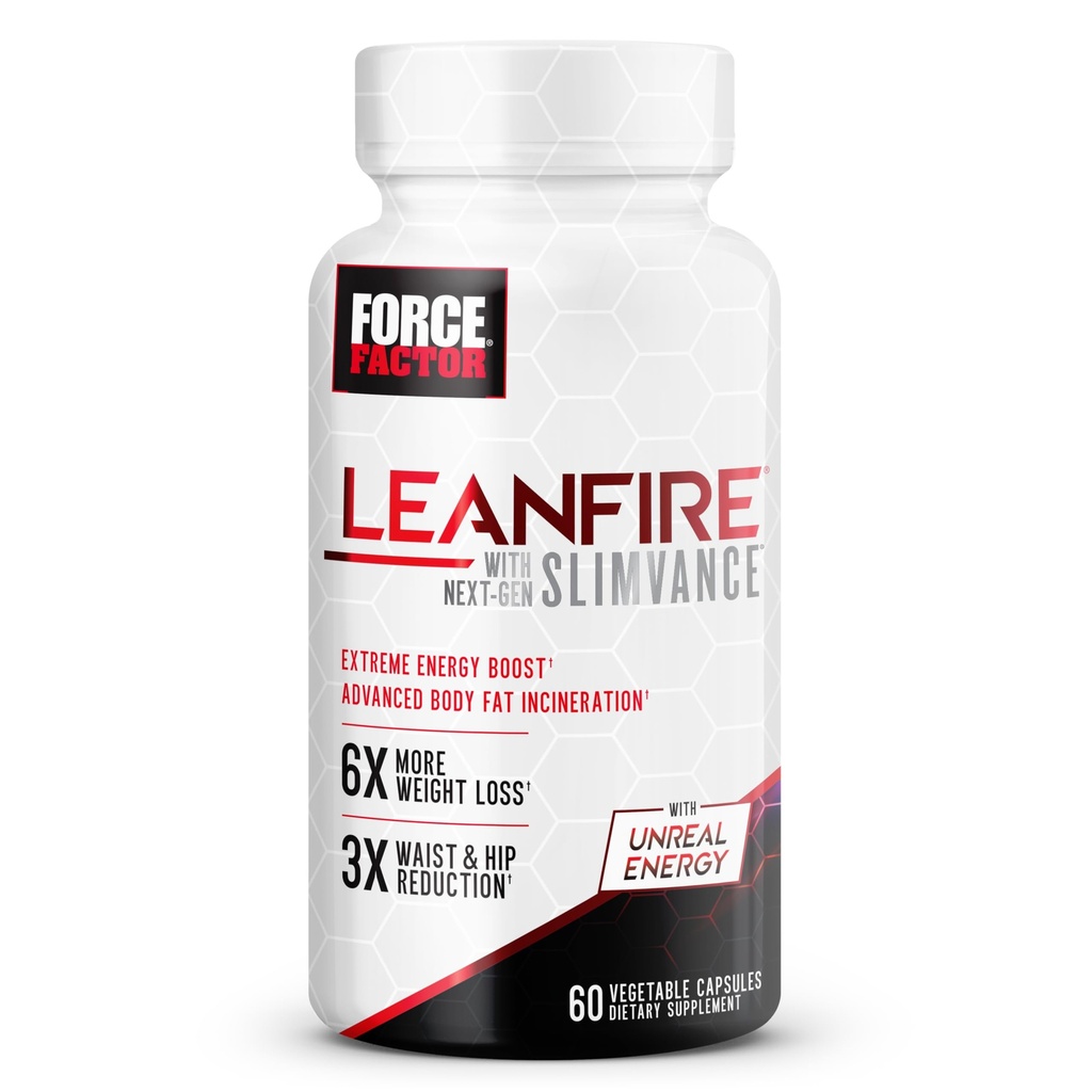 FACTOR FACTOR LeanFire with Next-Gen SLIMVANCE Advanced Thermogenic Fat Burner for Weight Loss with B Vitamins and Capsimax to Boost Metabolism, Increase Energy, and Enhance Focus, 60 Capsules