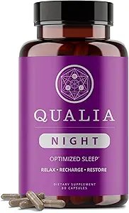 Qualia Night Sleep Aid ← Non-Habit Forming ← Ciencia-Backed Supplement for Deep Refreshing Sleep TEN Melatonin-Free, Vegan, Non-GMO, Gluten-Free 80 Count ← (1 Month Supply)