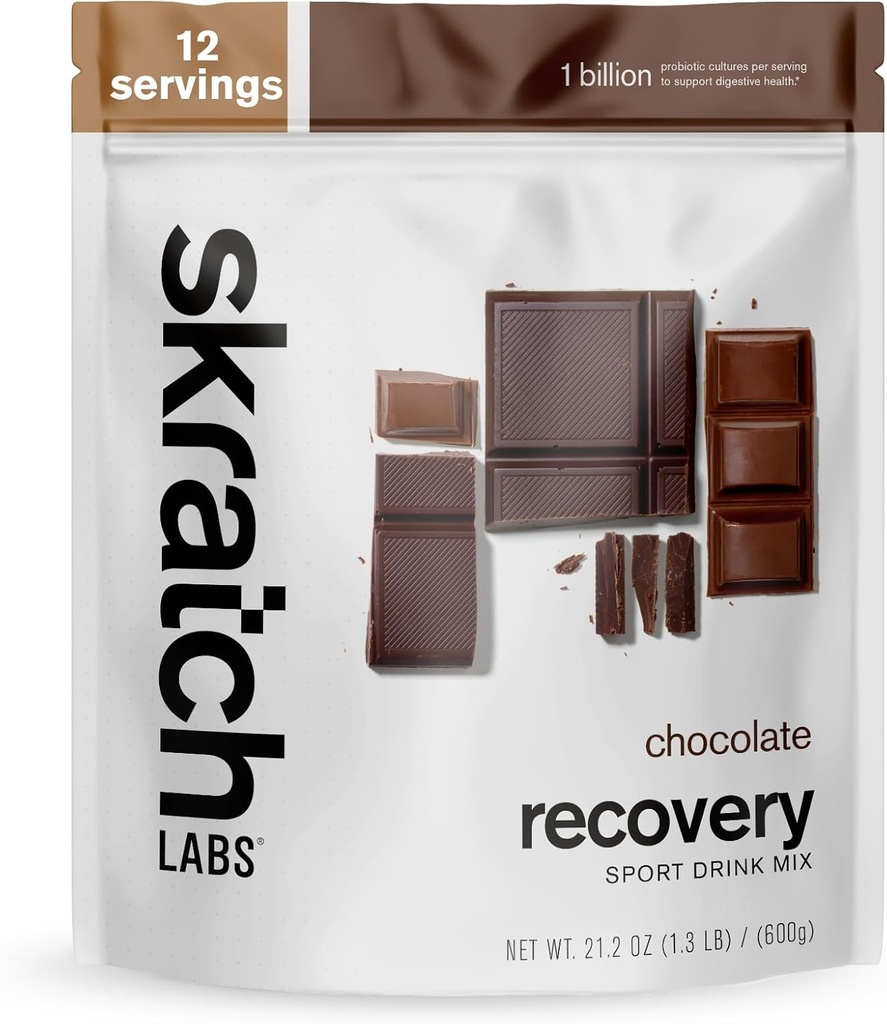 Labs de Skratch Post Workout Recovery Drink Mix with Chocolate, (21.2 oz, 12 Servings) with Complete Milk Protein of Casein, Whey, Probiotics, Gluten Free, Kosher, Vegetarian