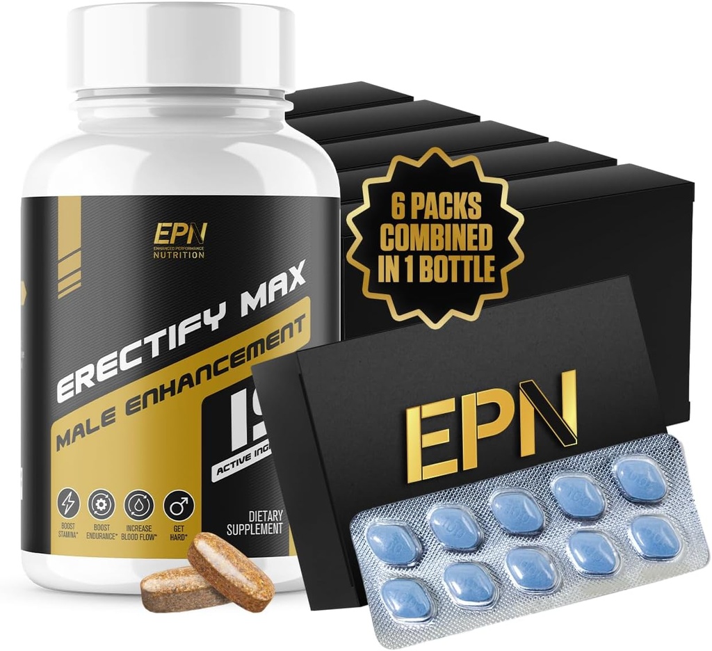 ERECTIFY MAX Pills for Men Fast Acting Erection Support TEN New Ultra Dosed Male Enhancement to Maximize Blood Flow, Thickness & Boost Libido ← Horny Goat Weed + 18 Ingredientes - 60 Tablets