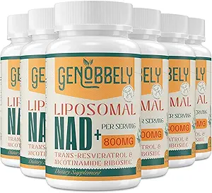800 mg Liposomal NAD+ Suplemento con Nicotinamide Riboside 200 mg, Trans-Resveratrol 100 mg - auténtico suplemento NAD para la reparación de ADN, envejecimiento saludable, función cerebral - suministro de 360 días