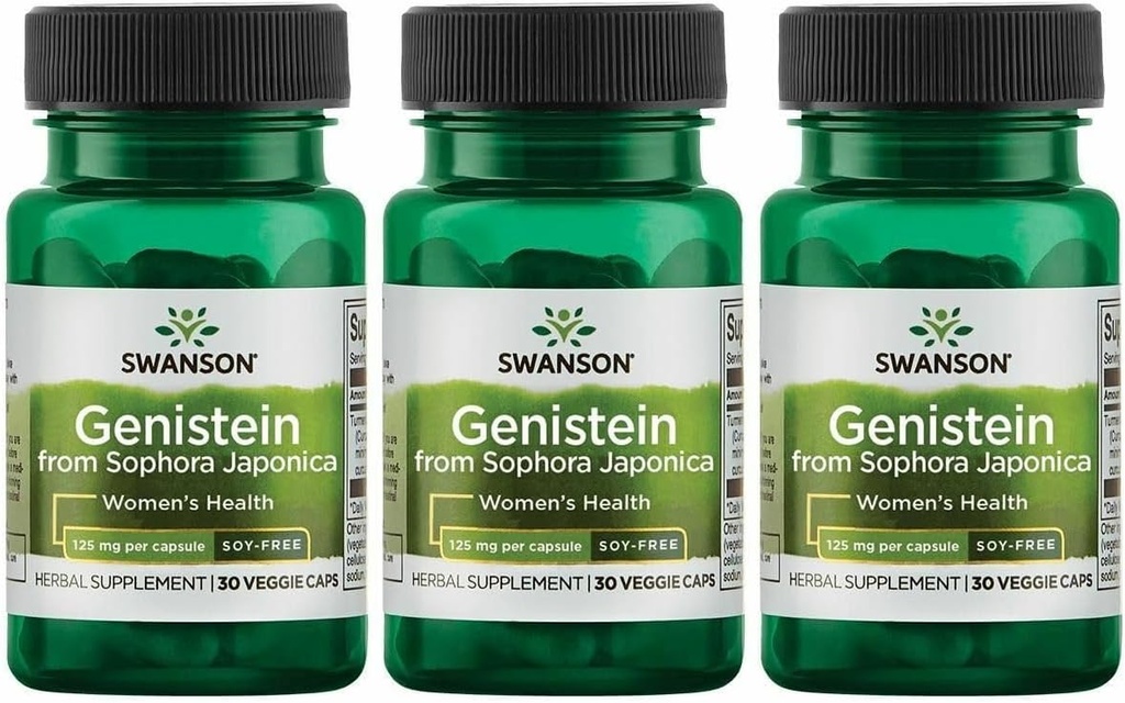 Genisteína libre de soja Swanson - Suplemento natural basado en plantas para mujeres - Comfort & Balance - (60 cápsulas vegetales, 125 mg cada uno) 3 Pack