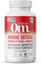 Om Mushroom Superfood Immune Defense Mushroom Capsules Superfood Suplemento, 90 Cuenta, 30 Días, Mushroom Blend, Reishi, Turquía Tail, Maitake, Agaricus Blazei, Vitamina C, Vegan