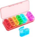 Betife Organizador semanal de píldoras 2 veces al día, 7 Días de la caja de píldoras AM, Portable Travel Pill Case, Daily Pill Container Day and Night, Medicine Organizer for Medication, Vitamin or Supplement(Pink)