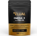 LUAL Omega-3 Fish Oil Softgels – 1000 mg con EPA y DHA, Lemon Flavor, Burpless, Non-GMO Fórmula para Corazón, Cerebro y Bienestar Global – 120 Cuenta