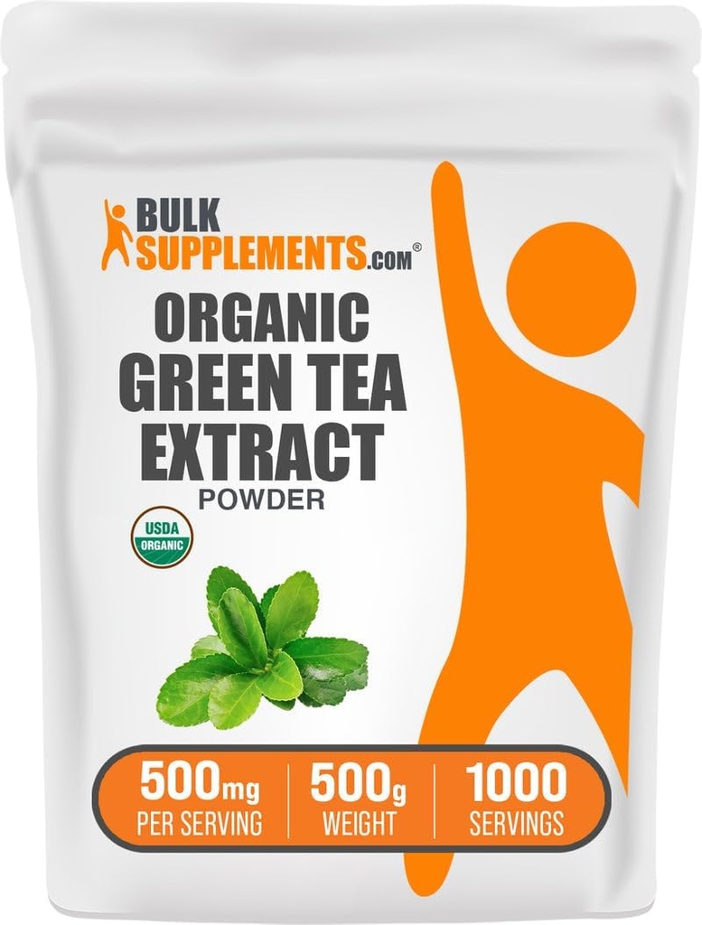 BulkSupplements.com Pólvora de Té Ecológico Verde - Pólvora de Té Ecológico Verde, Suplemento de polifenoles - Vegan & Gluten Gratis, 500mg por Serving, 500g (1.1 lbs) (Pack of 1)