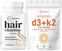 Micro Ingredientes Vitamina D3 5,000iu + K2 100mcg Softgels &amp; Hair Vitamins Complex Capsules Bundle 2 Pack ← Esencial Sunshine Vitaminas ← 14-in-1 Advanced Hair Growth Support