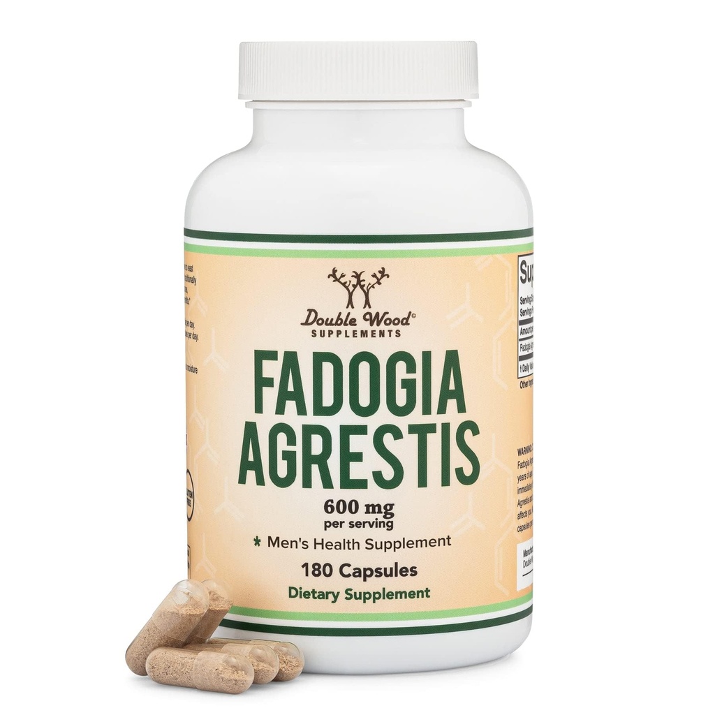 Fadogia Agrestis 600mg Por Serving (180 cápsulas) Poderoso Extracto para apoyar el rendimiento atlético (Tercera Parte testada, No GMO, Vegan, Gluten Gratis) por Madera Doble