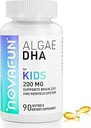 Algal Sourced Omega-3 " DHA Softgels for Kids, Brain, Eye and Heart Health, Cognitive " Immune Function, Learning, Social Development - Non-GMO - 200 mg - 45 Day Supply - 90 ct